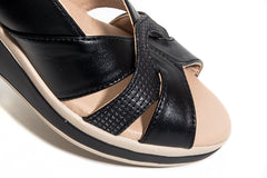 Kate- time master piece black and white wedge sandals (wide)