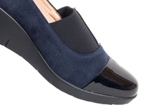 Karen-Stylish navy blue soft padded wedge shoes