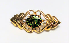 10K gold plated brooch pin with beautiful opal center piece