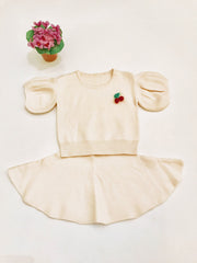 White bell sleeve toddler sweater dress (2 pieces)