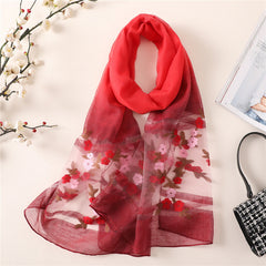 Feminine and artistic flowers long silk feeling scarf you will love (75*25 inch extra long)
