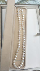 AAA级，直径8-9毫米的圆形白色养殖水珍珠项链-市场上最好的交易！