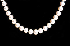 AAA Top grade, 9-10 mm Cultured Freshwater Pearl Strand Necklace in Sterling Silver Clasp, 18"