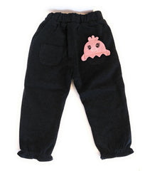 Charcoal Color Woolen Textile Cute Toddler Penguin Pants